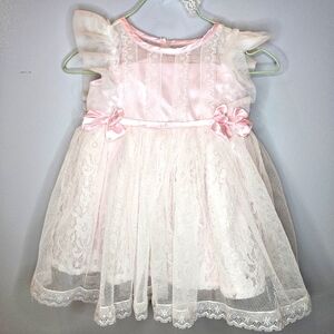 Pink & Cream Lace Dress Size 3-6 M Nannette